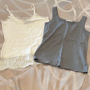 White House Black Market Cream and Gray Tank Tops